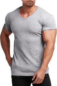 COOFANDY Men's Muscle T Shirts Stretch Short Sleeve V Neck Bodybuilding Workout Tee Shirts