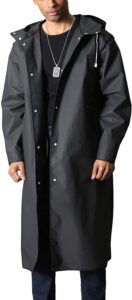 MAGCOMSEN Men's Long Raincoat Waterproof Reusable Hiker Rain Poncho With Hood Fishing Rain Jacket Rainwear