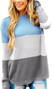 Sherosa Womens Long Sleeve Oversized Sweaters Crew Neck Solid Knit Pullover Jumpers Tops